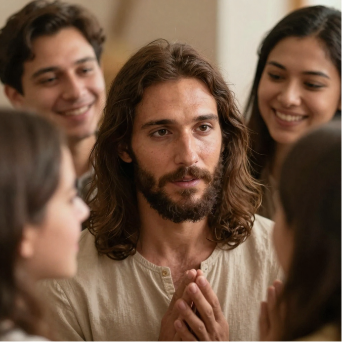 jesus looking at people intently